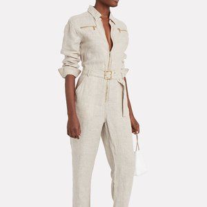 WeWoreWhat Utility Linen Jumpsuit in Natural NEW